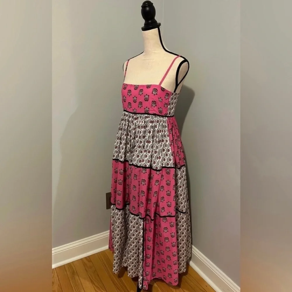 RHODE SAACHI PATCHWORK MIDI DRESS IN HOT PINK - Picture 3 of 7